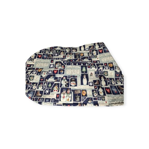 Handmade Snowman 42" Blue & White Table Runner Comes with Original Instructions - Picture 3 of 7